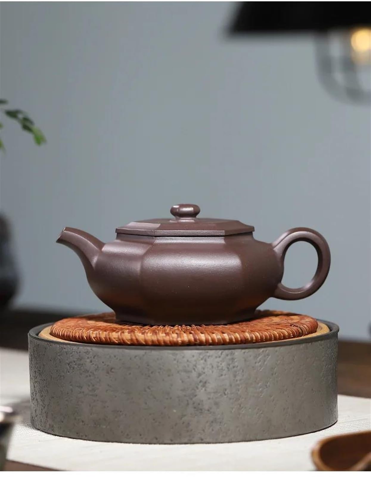 Zestaw do herbaty popołudniowej, chiński zestaw do herbaty Zisha, ręcznie robiony sześciokątny dzbanek, surowa ruda, fioletowy czajnik błotny, 260 ml, zestaw do herbaty z gliny Yixing