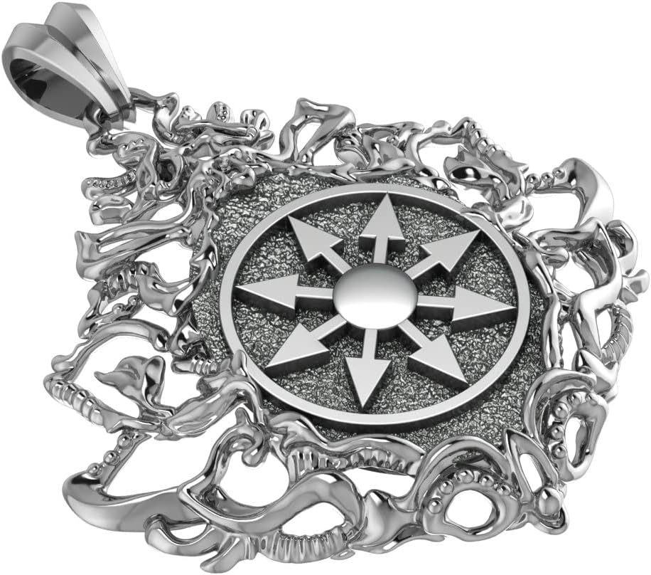 925 Sterling Silver Gothic Magic Chaos Star Pendant Protection Amulet Jewelry