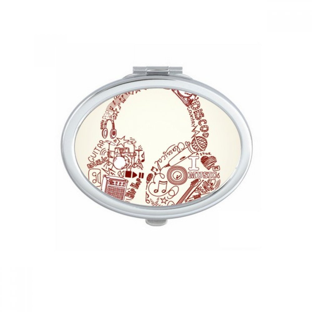 Miroirs de poche cadeau original avec dessin de rose bleu et de musique