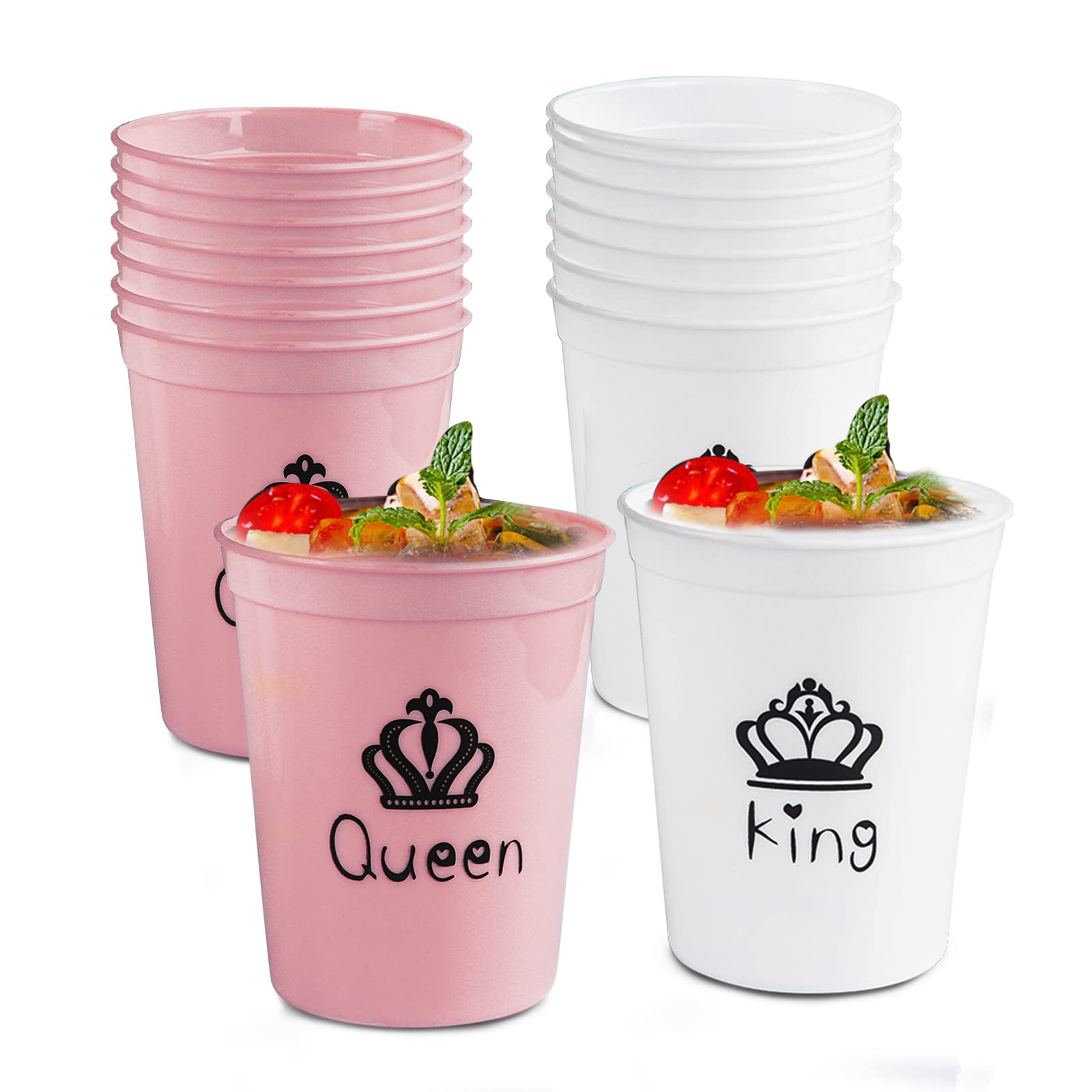 16oz Party Cups for Indoor Outdoor Party, 16 Pack Reusable Plastic Party Cups, Party Supplies for Summer Party, Birthday Party, Weddings Party, Bachelorette Party, BBQ Beach and Holidays Party