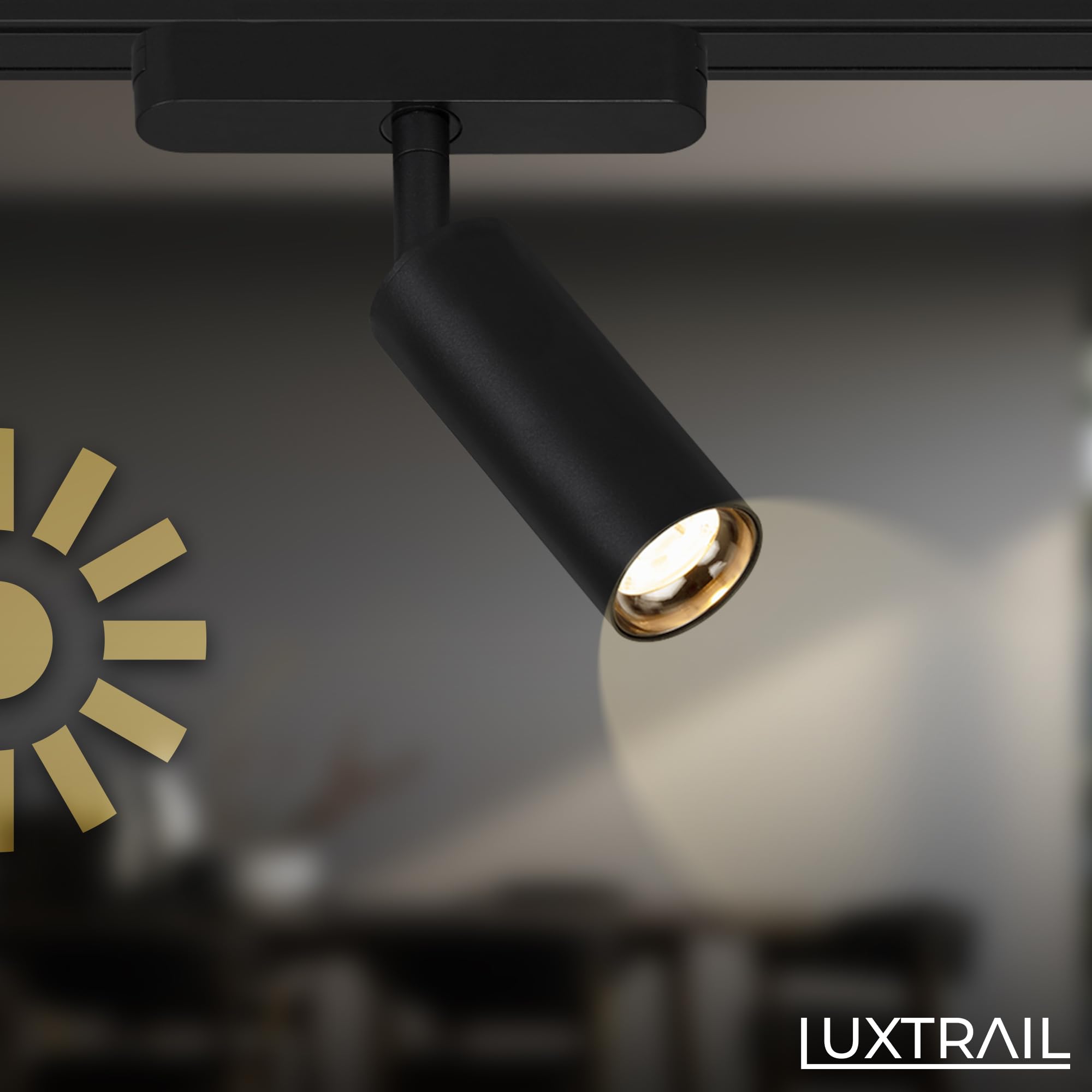 BRILONER - Système de rail Luxtrail set complet, 4x spots LED, 2x suspensions LED réglables en hauteur, forme L, lampes, système de rail lumineux pour plafond, rail de spots, plafonnier, 3m, noir