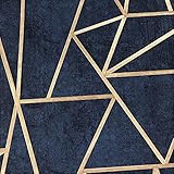  DUTCH WALLCOVERINGS Papel Pintado Triángulos Azul Petróleo y Dorado Casa Hogar