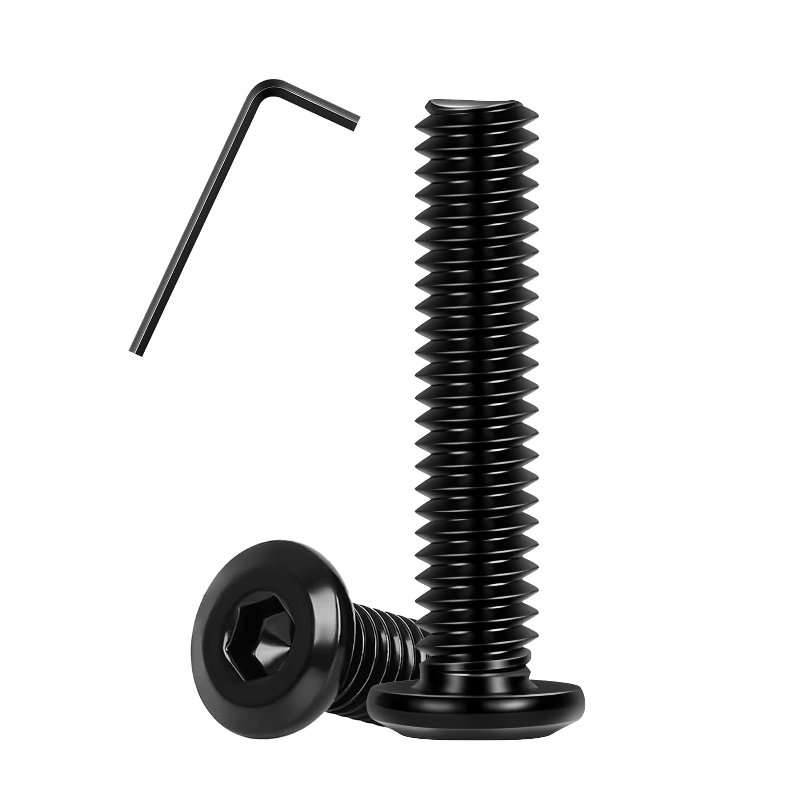 Matuja 1/4-20 x 2 Flat Head Hex Socket Bolts Screws,304 Stainless Steel,Black Oxide Finish,Fully Threaded Bright Furniture with Hex Key(20 Pcs)