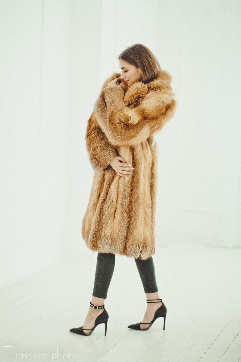 Handmadefox Fur Long Coat Winter Jack Real Fur For Women