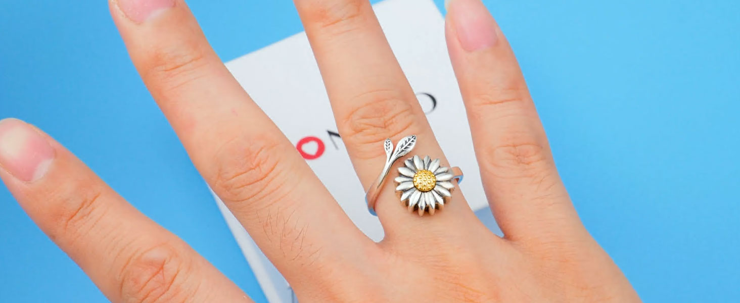 Anillo De Plata De Ley 925 Con Diseño De Girasol, Para