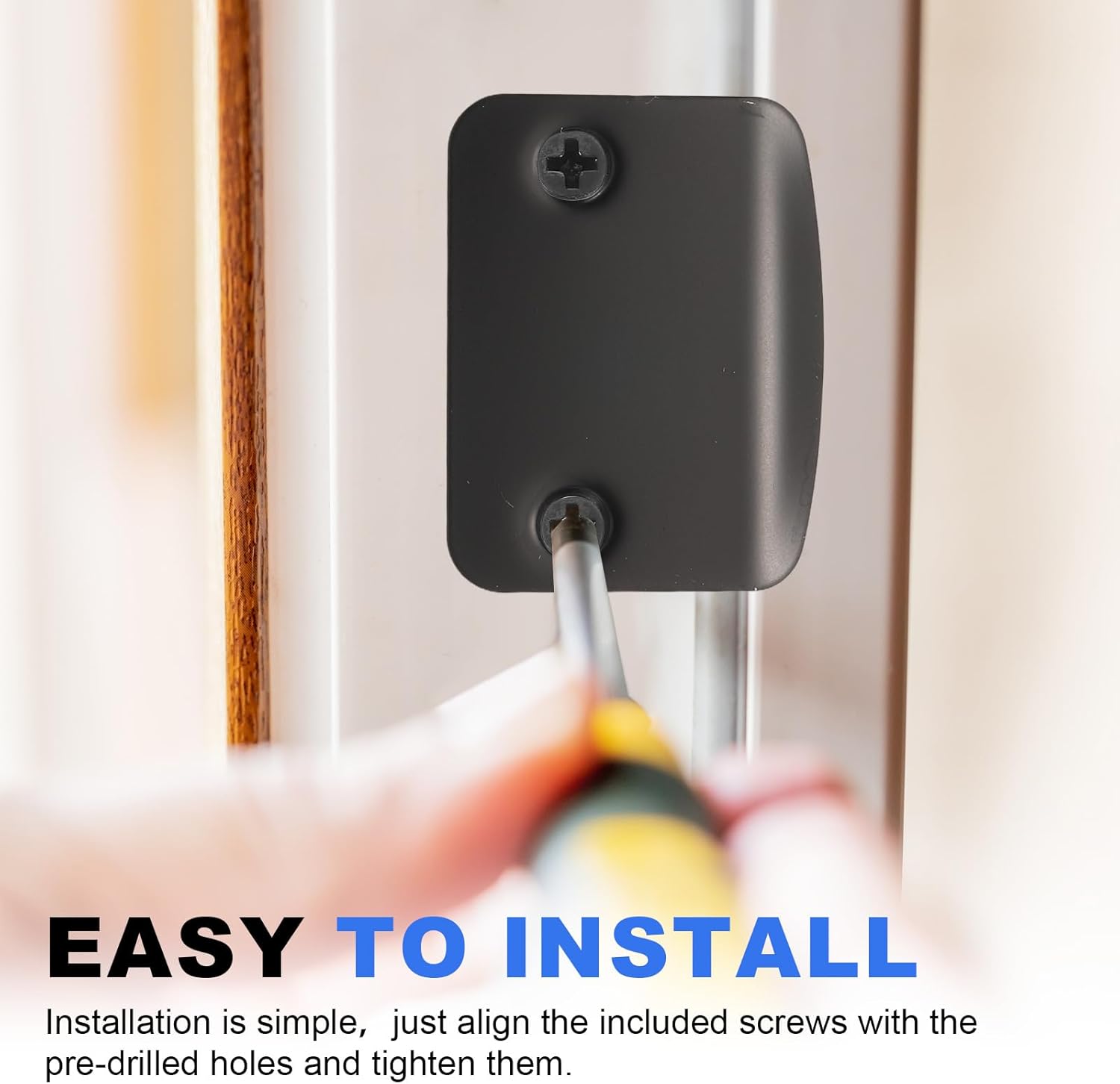 PATIKIL 1 PCS Door Edge Hole Filler Plate, 2-1/4inch x 1-7/16inch Stainless Steel Round Corner Deadbolt Cover Plate for Exterior Doors Lock, Black