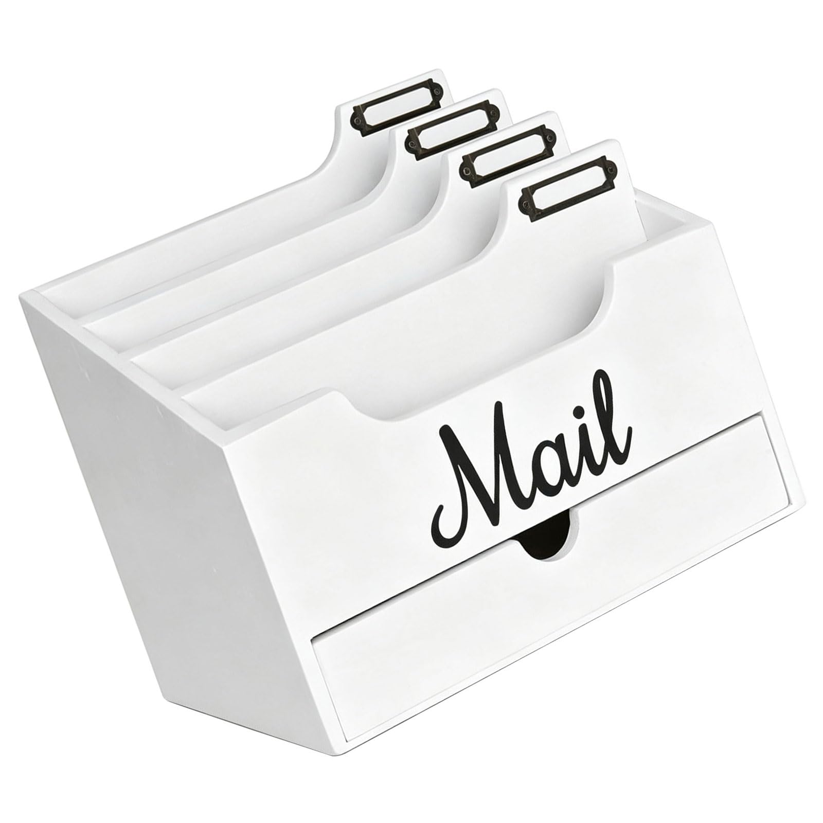 Organizer da scrivania in legno con cassetto, smistatore posta a più livelli per lettere, penne, quaderni, portaoggetti per scrivania per studio in casa Organizer da scrivania in legno smistatore