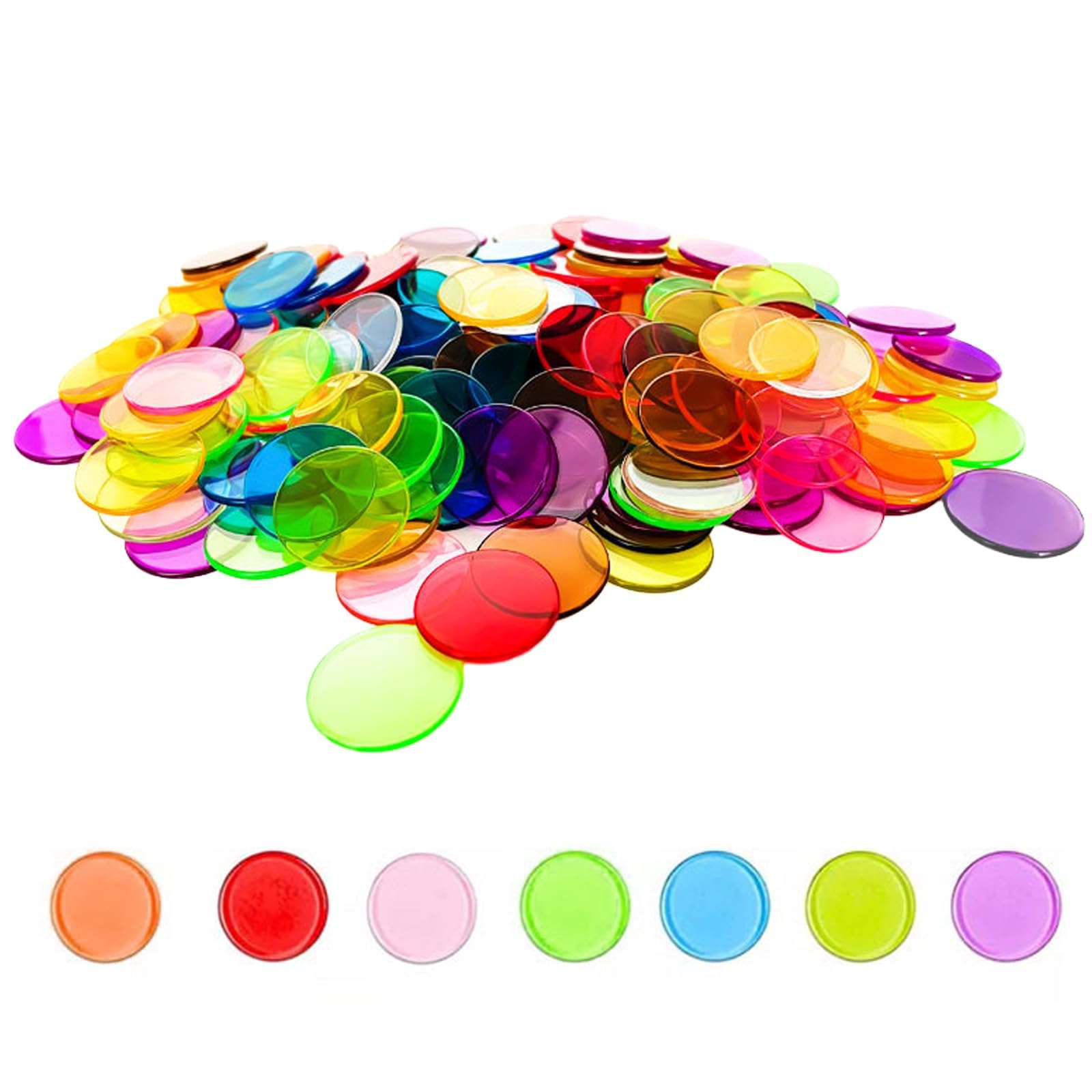 100 Pcs 19mm Mixed Color Token Coins for Shop, Colored Counter Bingo Chips for Math Skill Development Activities, Color Recognition Training, Classroom Group Learning, Teaching Sessions-image-19
