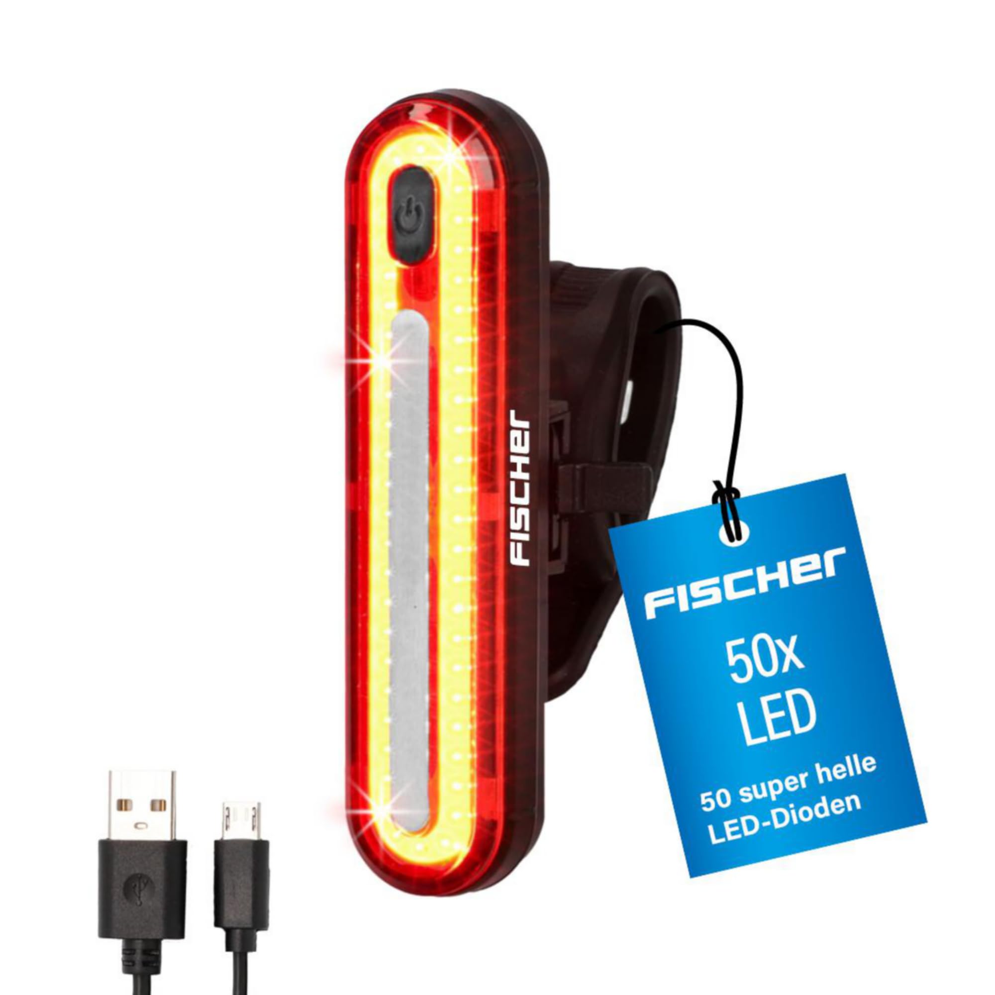 Fischer - Fanale posteriore a LED, a batteria, per bicicletta