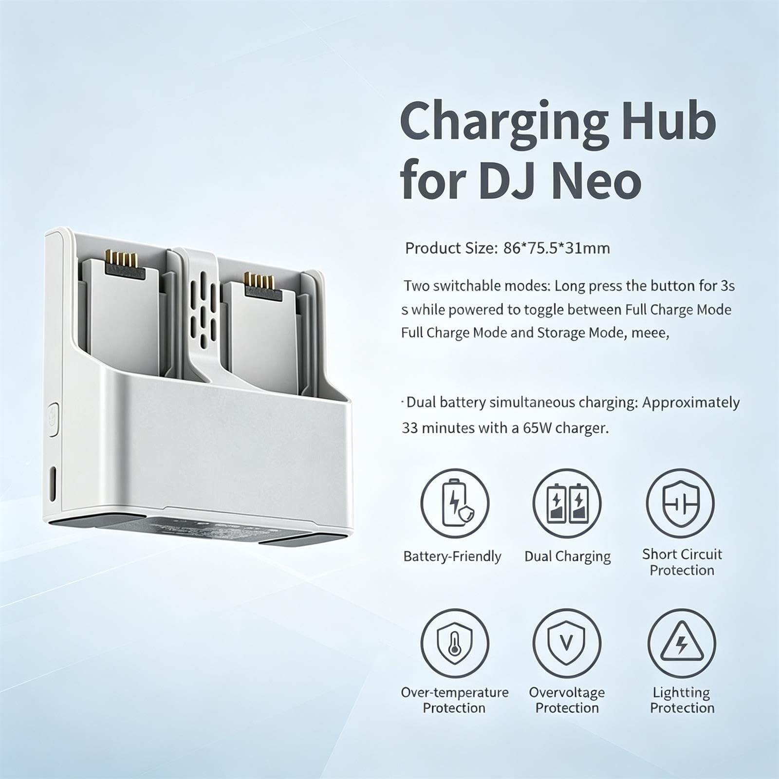 Compatibile con DJI Neo Battery Charging Manager Ricarica rapida da 45 W