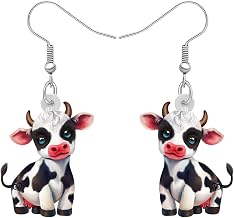 NEWEI Cute Dairy Cow Print Acrylic Earrings for Women Jewelry