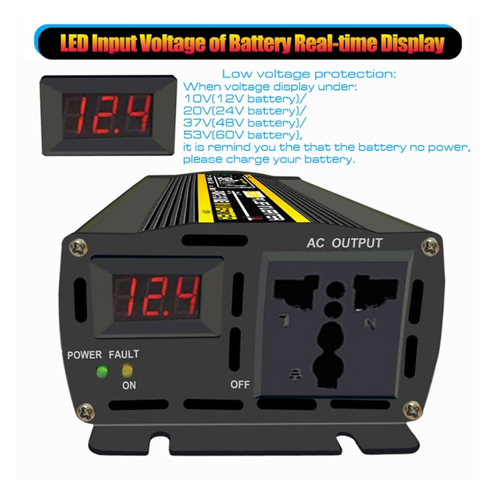 Inversor De Corriente De Onda Sinusoidal Pura CC 12/24/48/60V A Transformador De Conversión De Voltaje CA 8000W 6000W 4000W 3000W Inversor Solar(4000W,DC 12V)