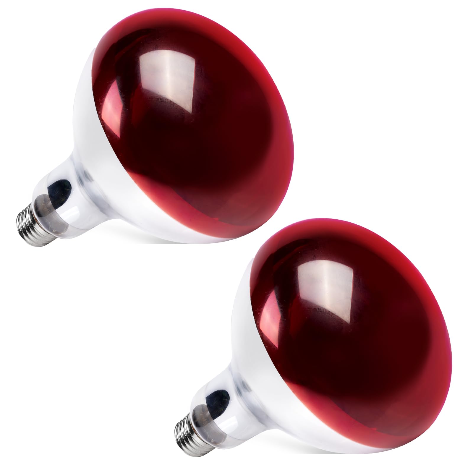 GlowUp 250W Infrared Heat Lamp Bulbs, E27 Poultry Heat Lamp Bulb Dimmable R125 Infrared Basking Reflector Bulb, Food Insulation Lamp Bulb, for Food Service & Chicks, Turtles, Geckos, 2-Pack