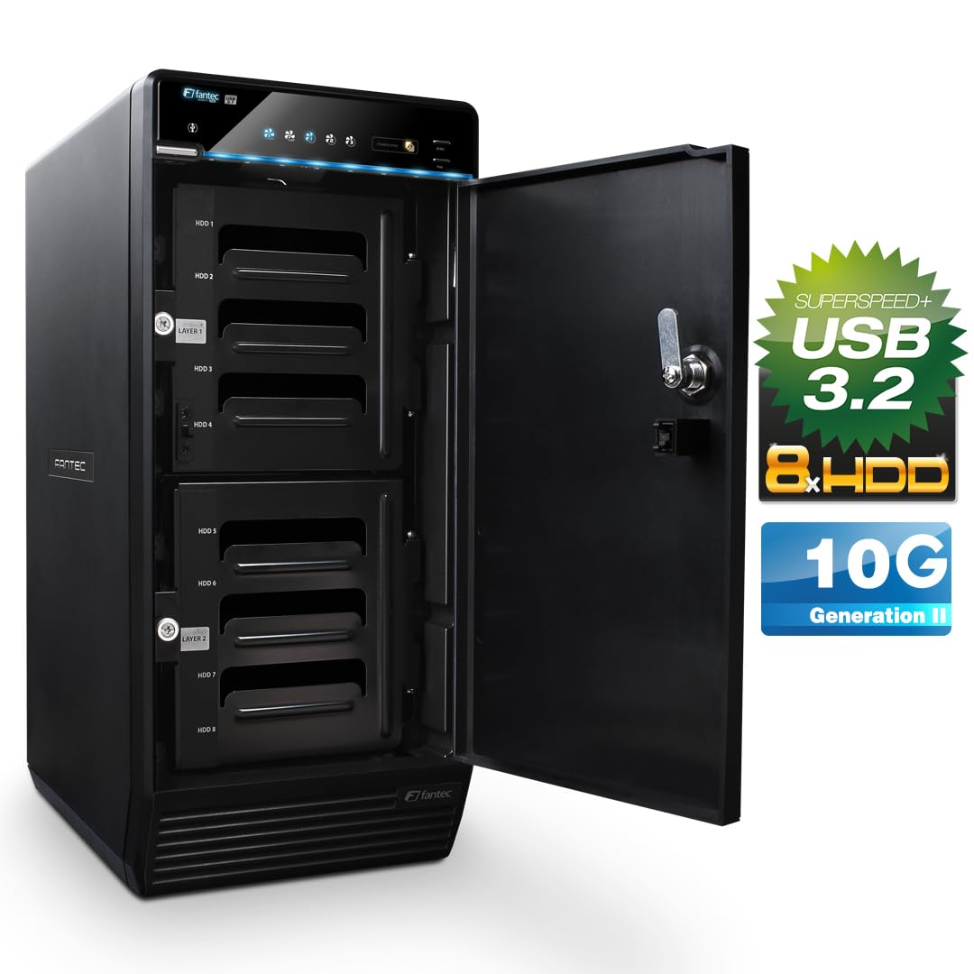 FANTEC QB-X8U31 schwarz, 8x3.5" SATA HDD USB3.1, Typ-C, 10G (2573)
