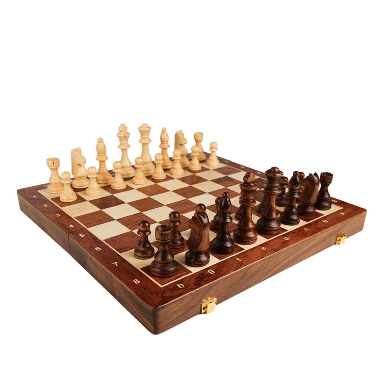 Set di scacchi pieghevole in legno con scacchiera portatile for adulti, viaggi, regali for serate di gioco in famiglia scacchiera portatile(39 * 39cm)