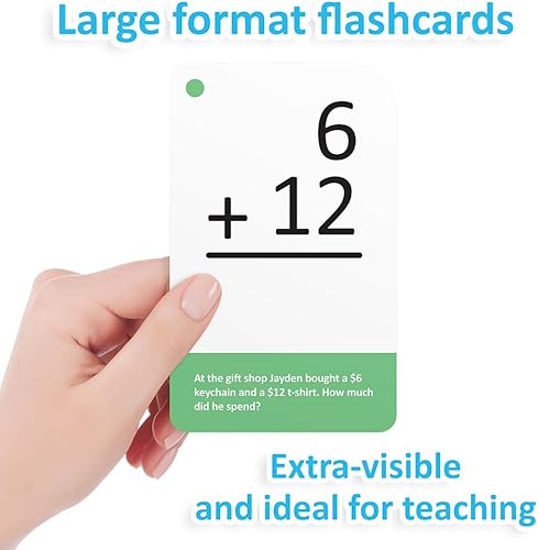 Miniatura 3 de Adición de tarjetas flash de matemáticas con problemas de palabras 175 tarjetas de autocomprobación, todos los datos 0-12 para enseñanza de grado