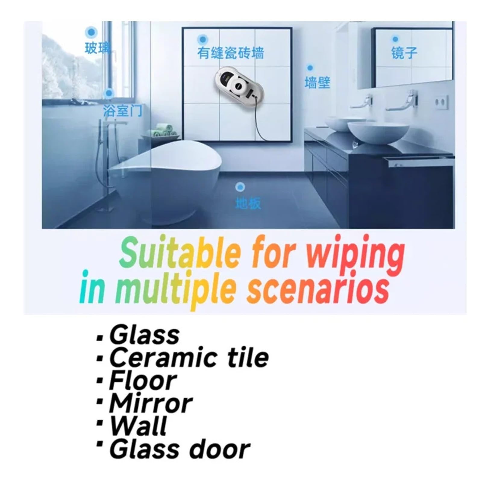 Robot aspirador con UPS, limpiador de ventanas, electrodoméstico inteligente, limpieza automática de cristales, lavacristales, fregonas eléctricas for suelos. para superficies lisas