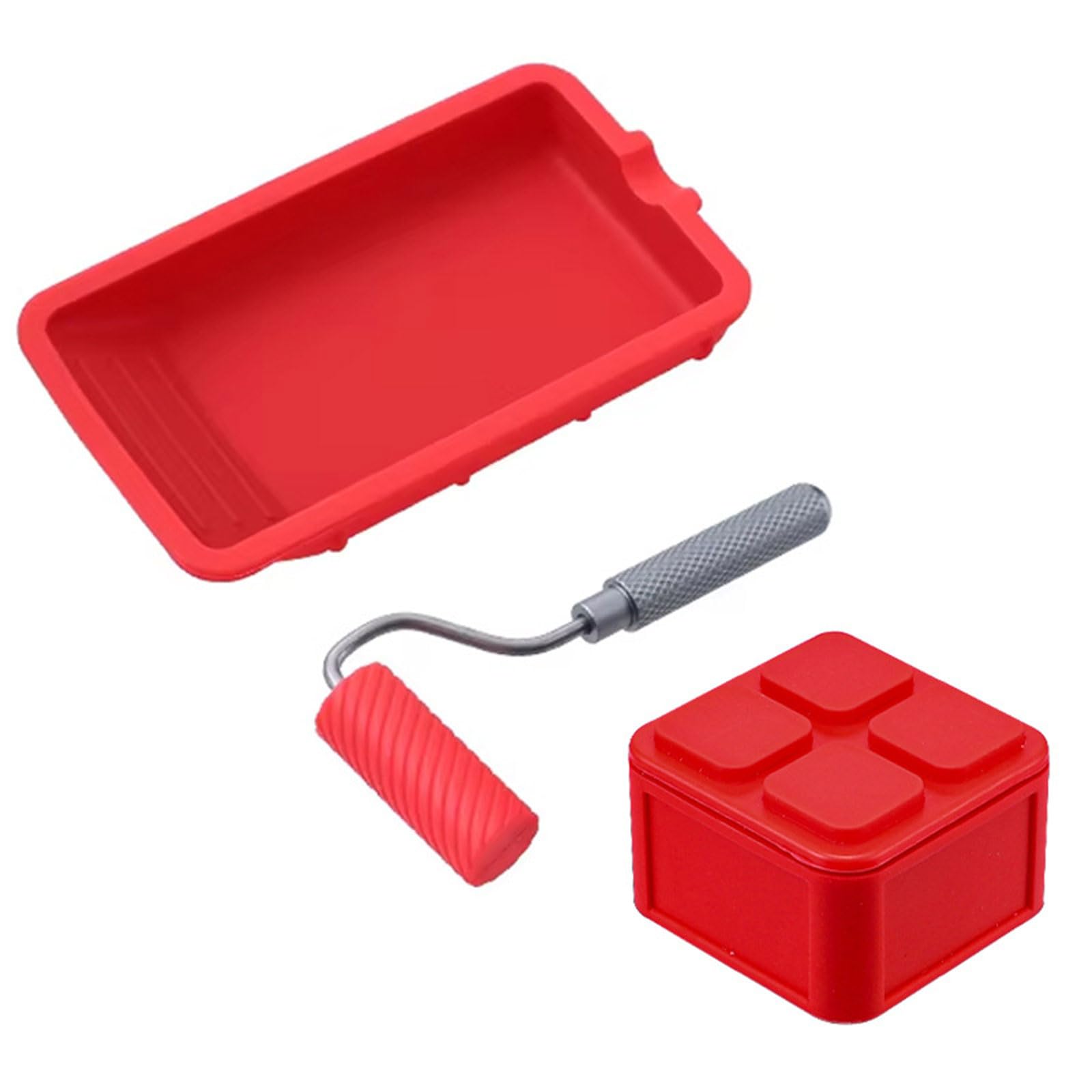 Kalttoy Three Piece Set Ergonomic Dispensing Gadgets With Smooth Roller Brush And Nonstick Silicone Tray For Effortless Ergonomic-Handle