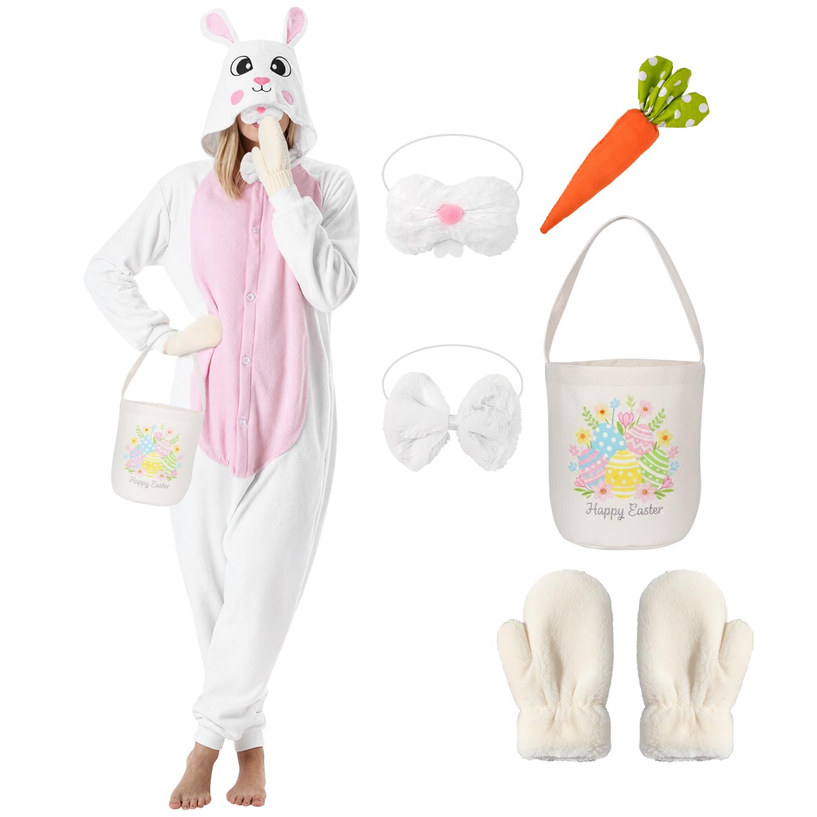 Apparlxer Easter Onesie White Bunny Costume (S)