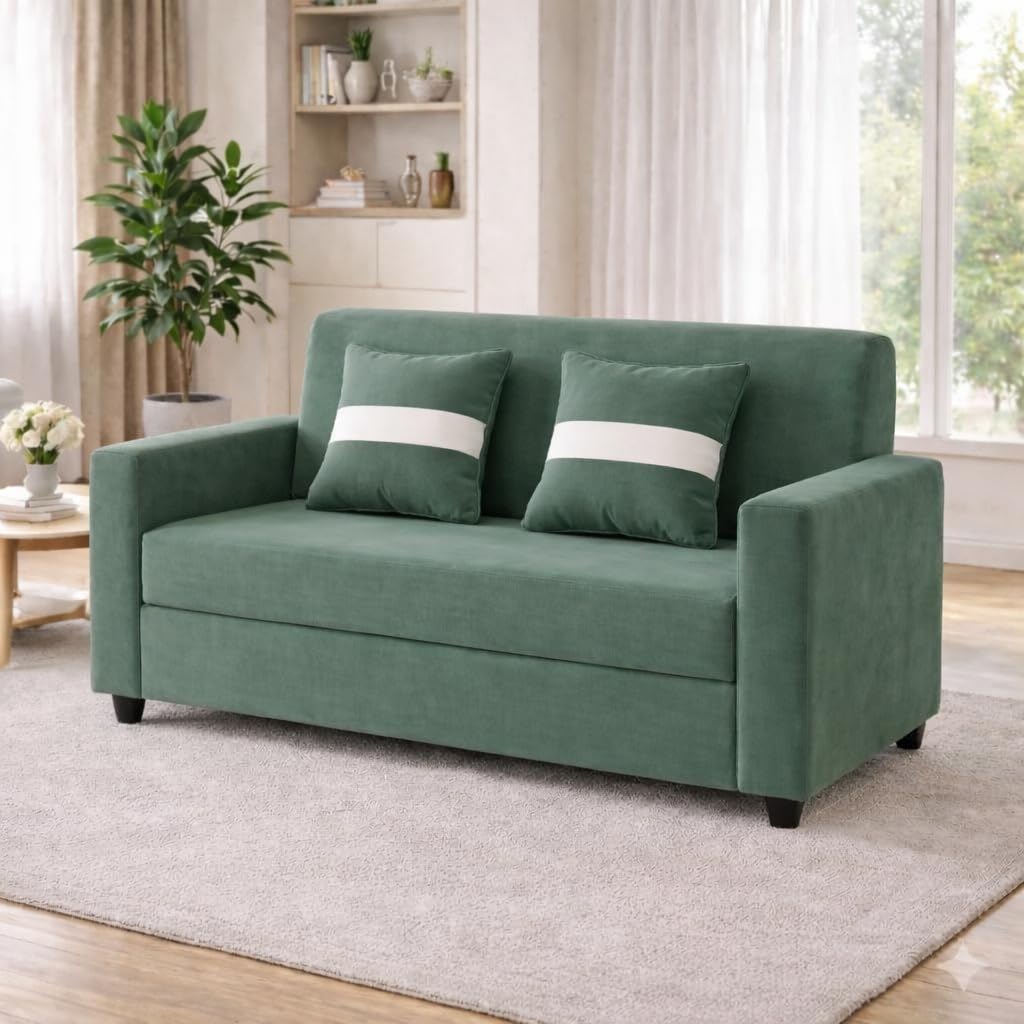 KENDALWOOD Furniture 2 Seater Fabric Sofa for Living Room Home & Office Sage Green 30H x 52W x 27D Inches-image-49