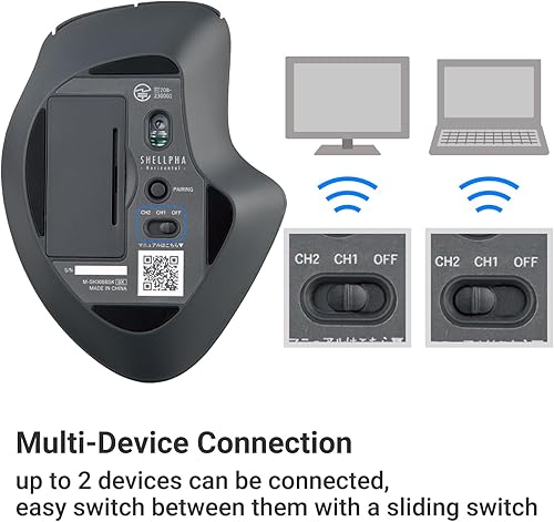Miniatura 10 de ELECOM Ratón con forma ergonómica Bluetooth, clic silencioso, duración de la batería de 18 meses, 2000 DPI, 5 botones, sensor óptico, compatible con