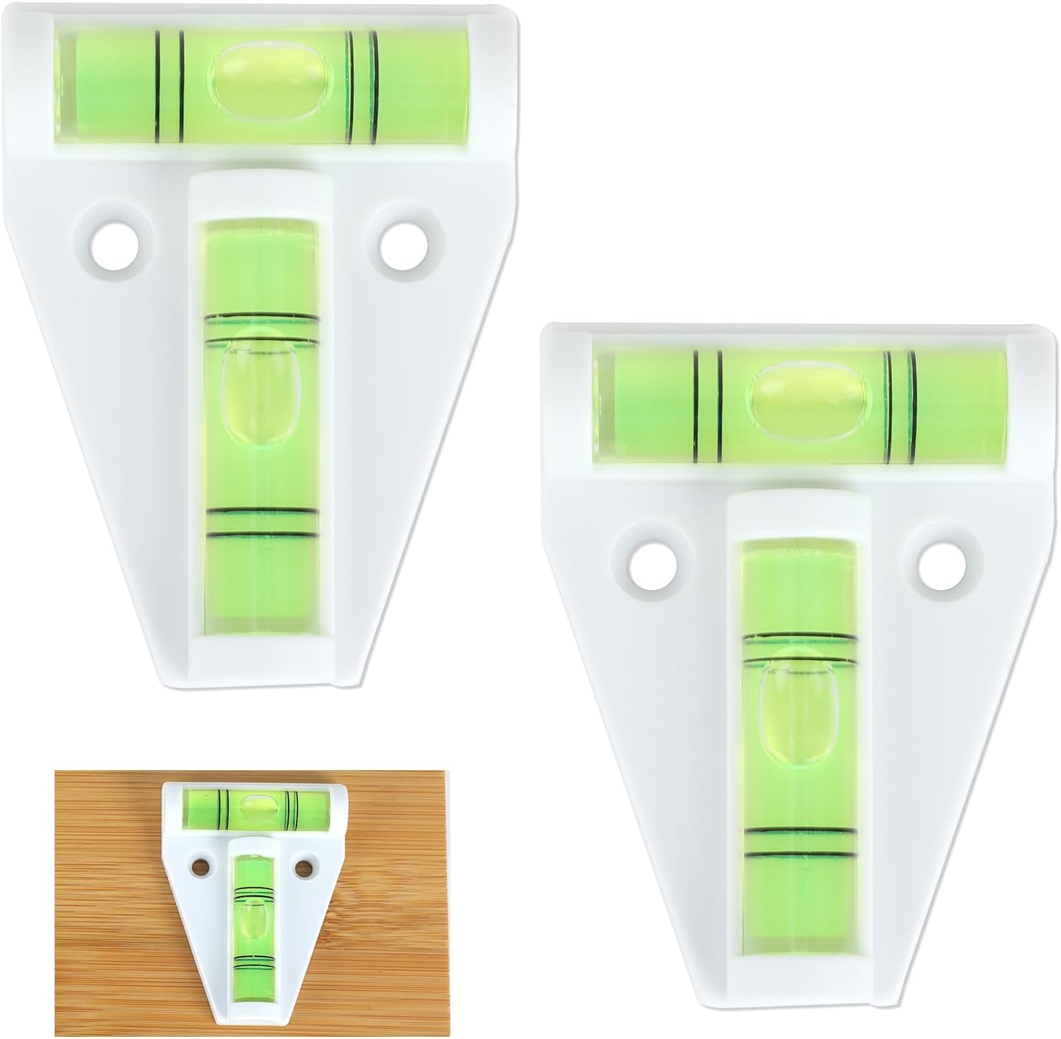 2 Pcs T Type Spirit Level, 2 Way Bubble Leveling Device Small Cross Check Spirit Bubble Level Mini Caravan Leveller Devices, Motorhome Gadgets Levellers (White T Type Spirit Level, 2)