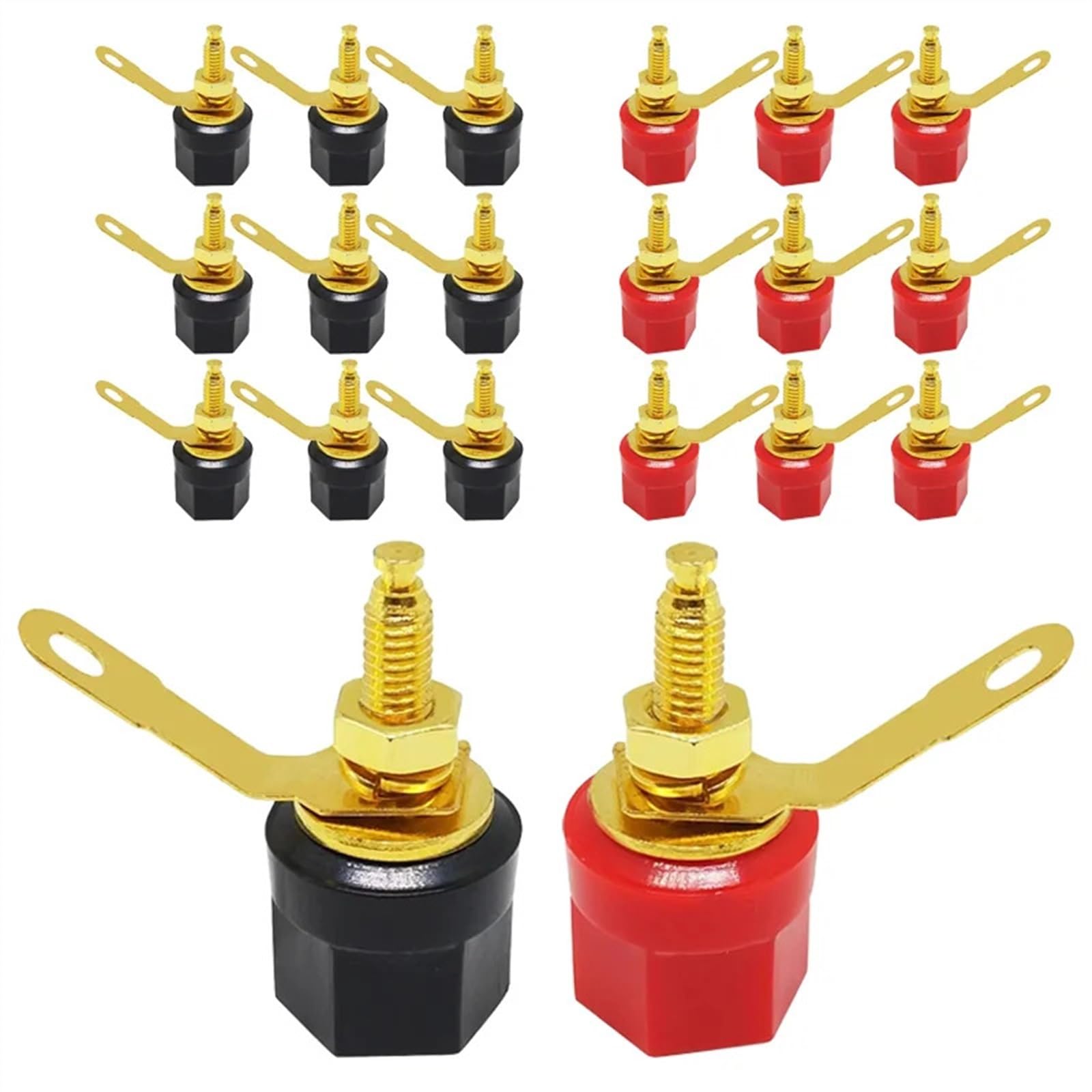 Poste de Liaison d'amplificateur de Haut-Parleur plaqué Or, fiche Banane de 4mm, Terminal de Haut-Parleur, Poste de Liaison for connecteur, 20/80 pièces(40 Red 40 Black)