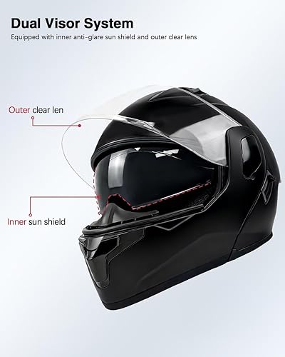 Miniatura 5 de Casco de motocicleta, modular de cara completa abatible para adultos jóvenes y jóvenes, casco modular para motocross, ATV, moto de carreras de