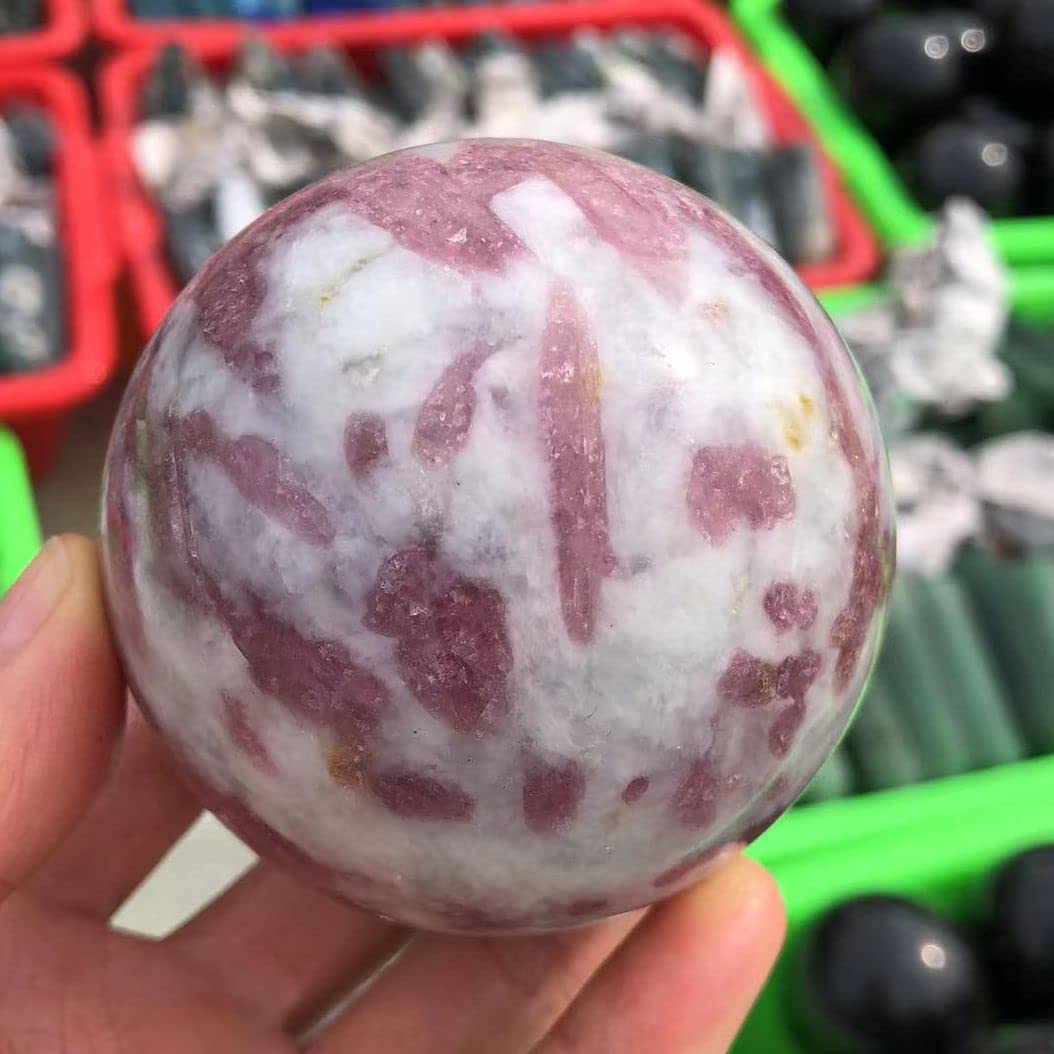 1pc 60-70mm Natural Pink Tourmaline Crystal Ball, Home Stone Beautiful Crystal JZIGTDEM