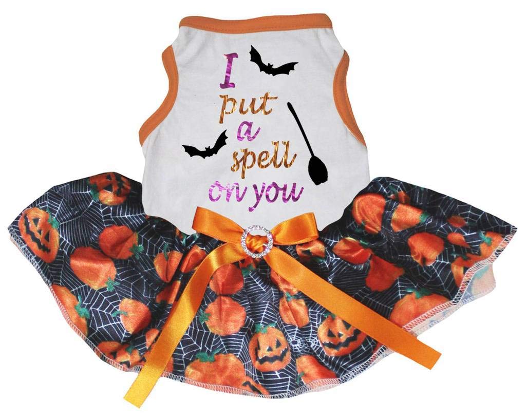 Vestido de Halloween para perro grande blanco con tutú de calabaza XXL