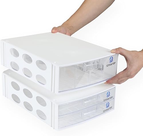 TZYXWTOP Organizador de escritorio apilable con cajón, caja de almacenamiento de escritorio, organizador de papelería de escritorio de plástico para