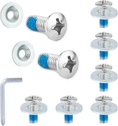 Conjunto de 16 parafusos de fixação para snowboard, incluindo parafusos de montagem de esqui de aço inoxidável e arruelas antiderrapantes com chave de fenda para acessórios de fixação de snowboard