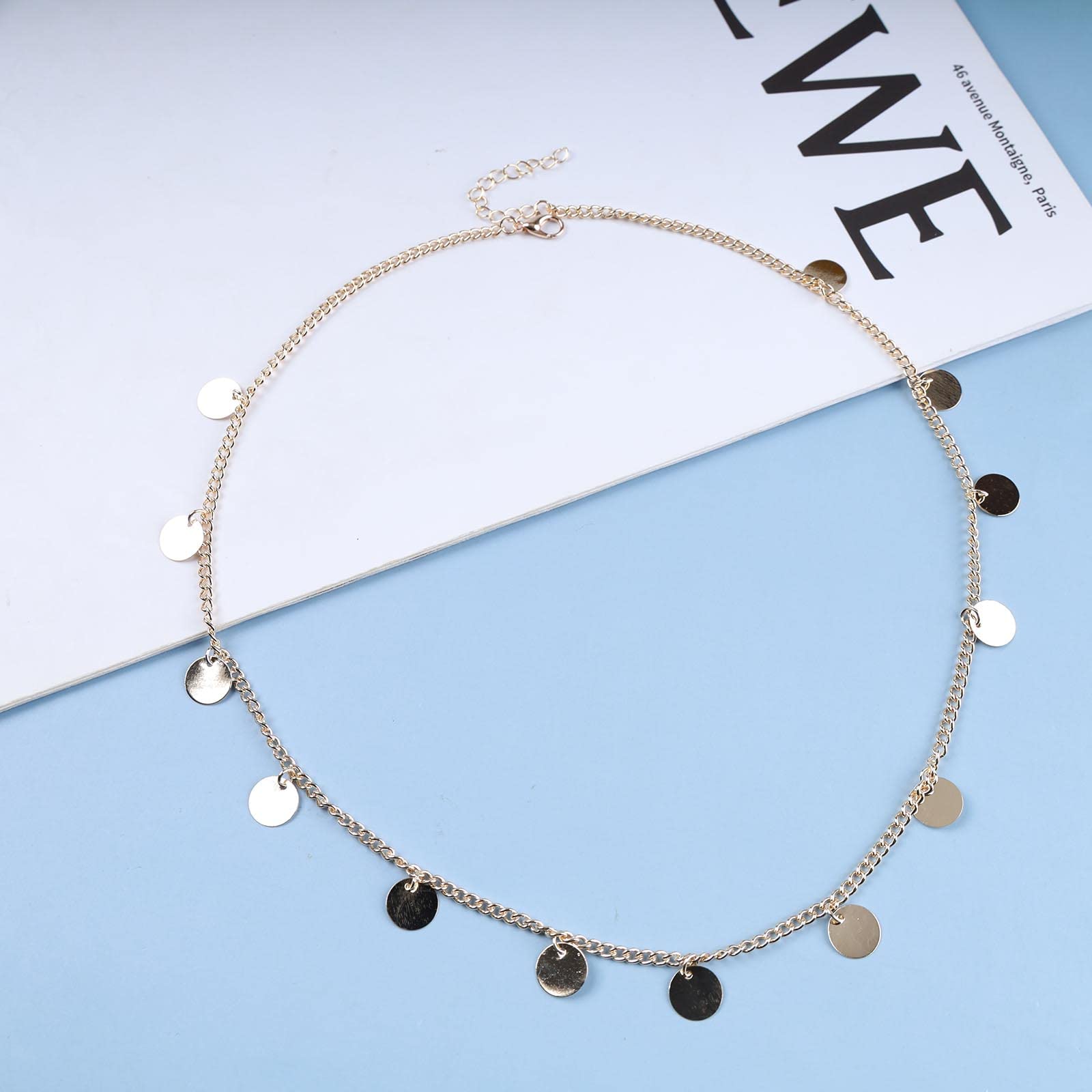 Inilbran Boho Coin Head Chain Headband Vintage Gold Disc Hair Chain Headdress Gold Sequin Headband Headpiece Costume Hair Accessories Jewelry For Women and Girls - Image 2