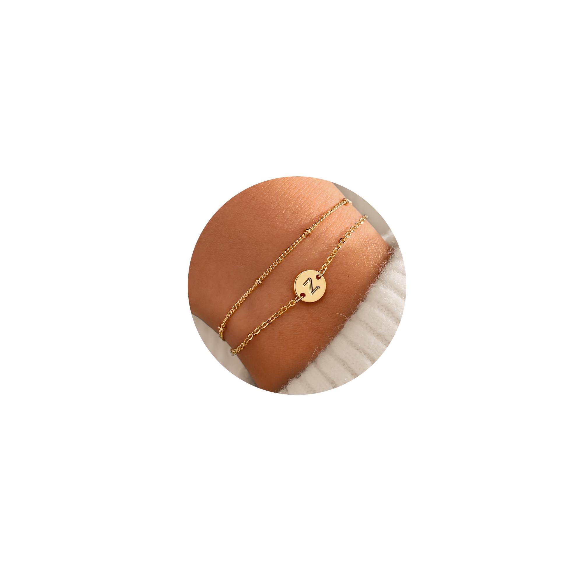 TINGN Muttertagsgeschenke für Mama - Armband Damen Gold 18K Gold Vergoldet Armband mit Buchstaben Zwei in Einem Armbänder Geschenke für Frauen Mädchen, Muttertagsgeschenk für Frauen Mama Oma Mädchen