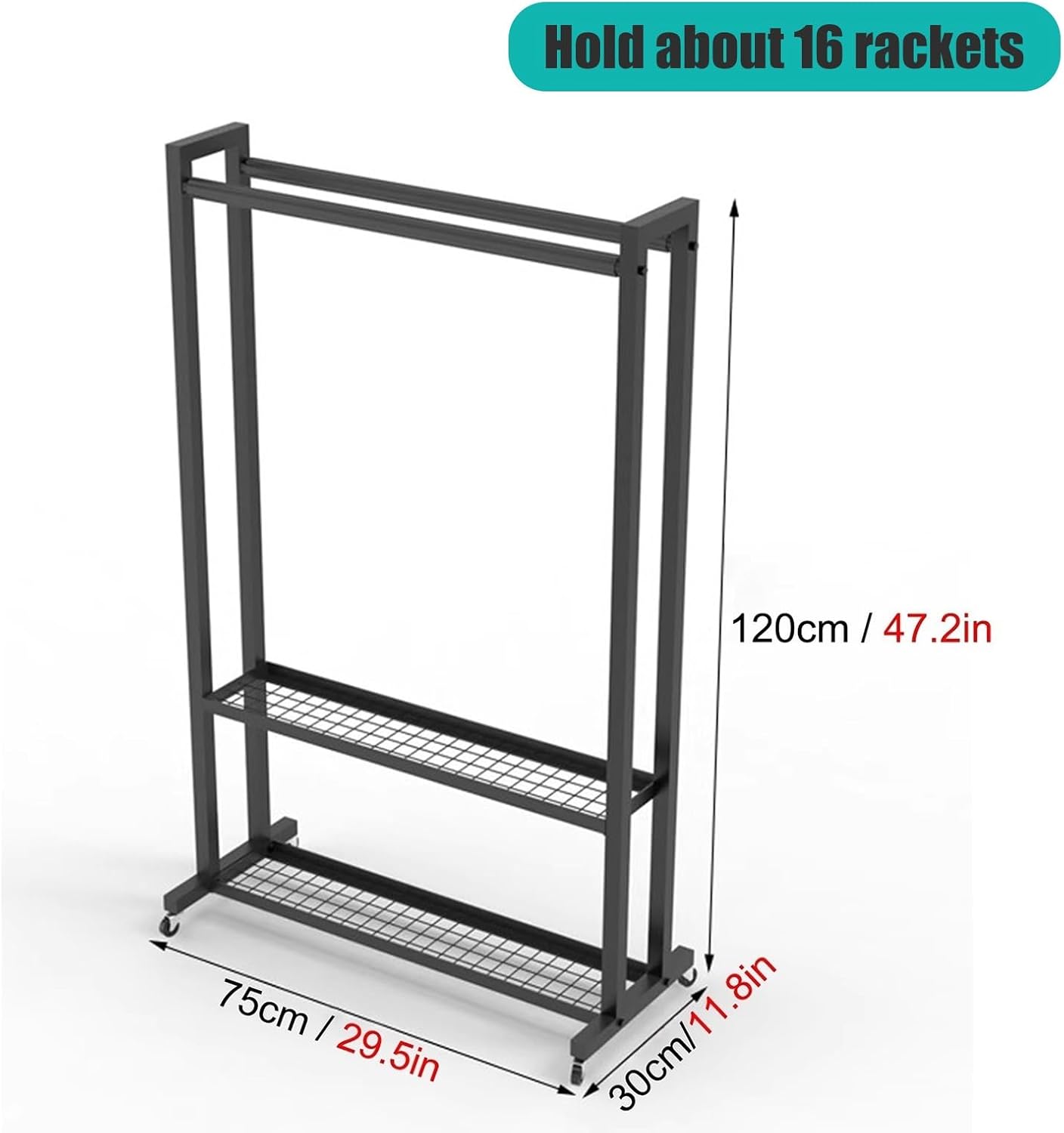 Badminton Racket Storage Rack Tennis Racquet Sport Equipment Stand Rack Large Capacity, Commercial Vertical Heavy Duty Steel Tennis Ball/Badminton Storage Bin (Co