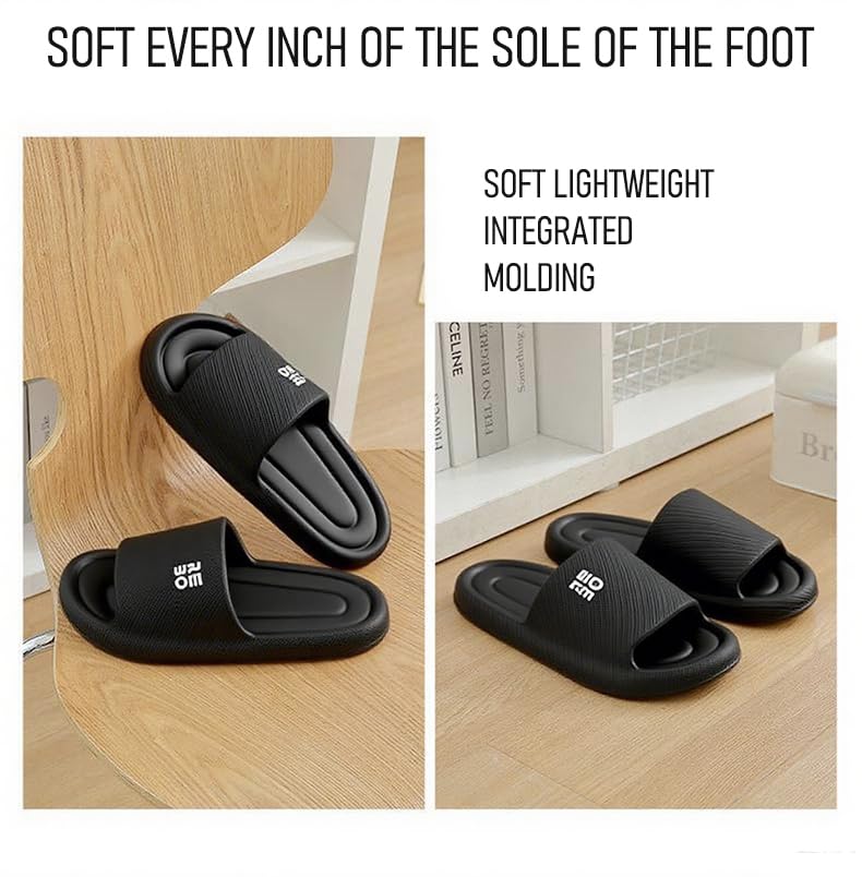 Bathroom Slippers for Men Women,Shower Shoes Thickened,Slippers Indoor Home Beach Non Slip Anti-Slip Quick Drying Pool Slides,Black4