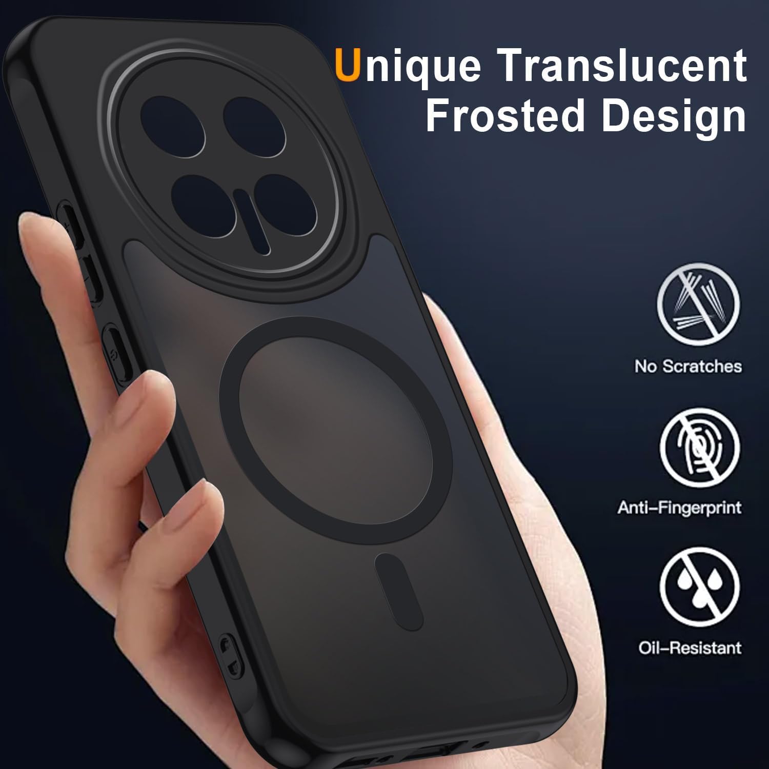 Tawarror Etui magnetyczne do Honor Magic 8 Pro 5G, kompatybilne z MagSafe, przezroczysty matowy efekt, odporny na zarysowania PC TPU Odporny na wstrząsy, czarny