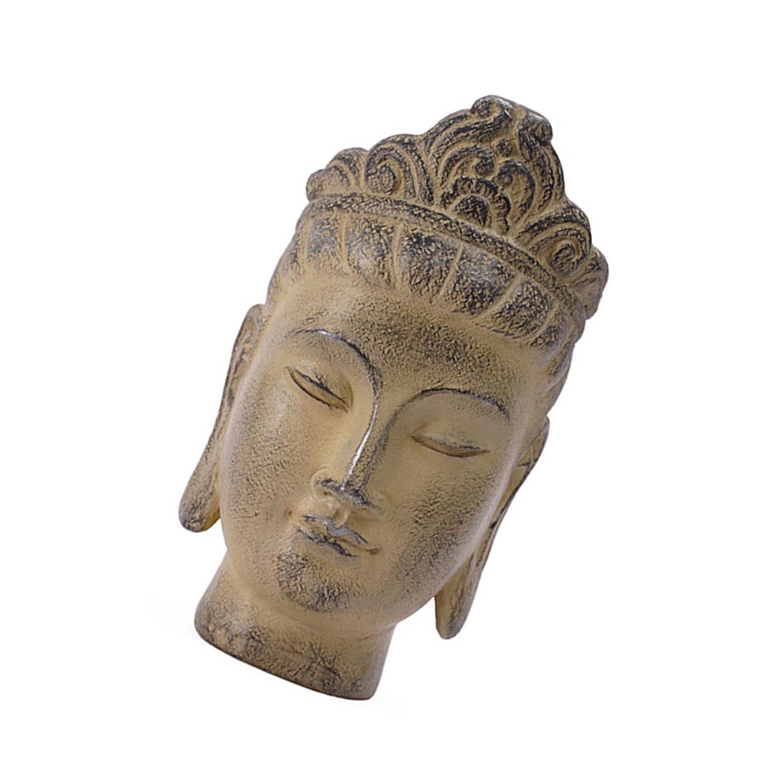 Estatua de cabeza de Buda de color piedra de resina para coleccionistas y entusiastas espirituales, escultura religiosa budista, regalo de budismo