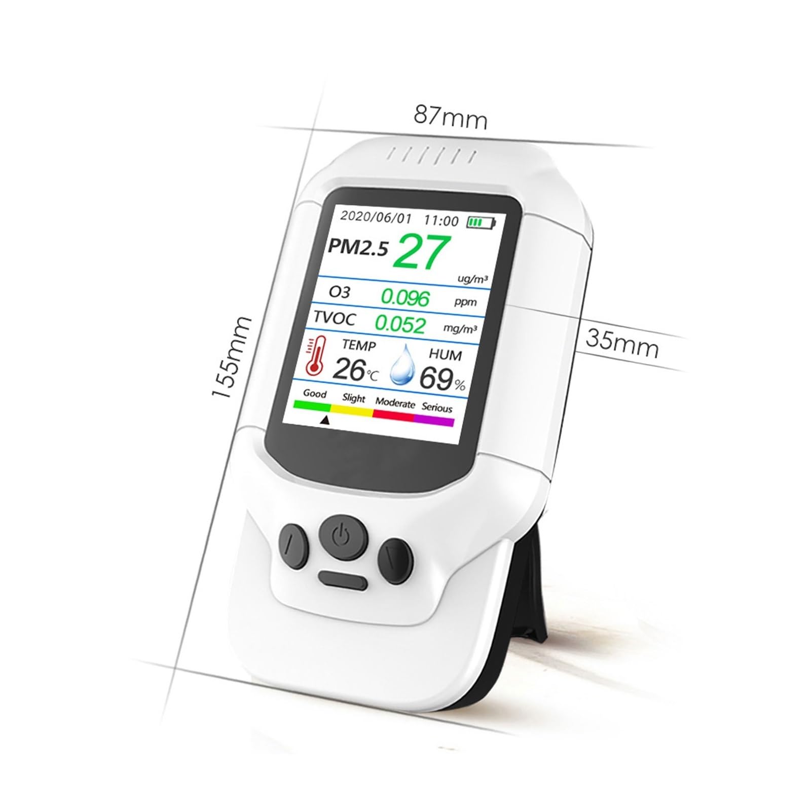 Contador Profesional de partículas de Polvo, Detector de Gas Multifuncional Inteligente O3 medidor de ozono Sensor de Calidad del Aire TVOC PM2.5 PM1.0 PM10 0-5ppm O3 Tester