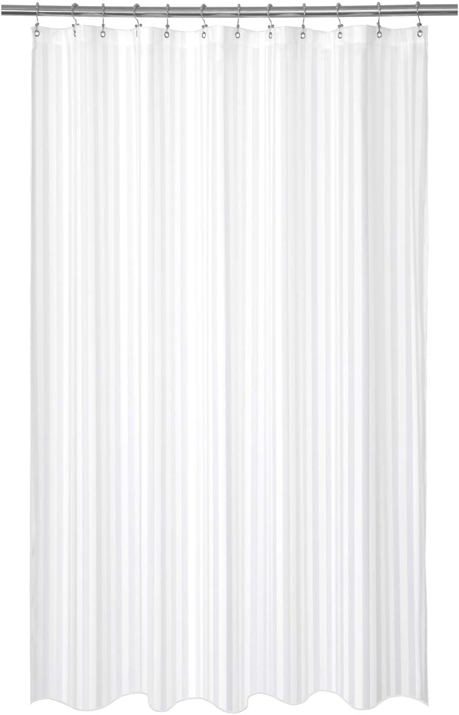 Barossa Design Waterproof Fabric Shower Curtain or Liner Standard Size, Satin Damask Striped, Machine Washable, Hotel Quality, 72x72 Inches