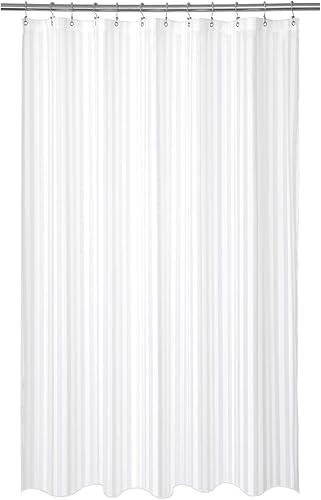 Barossa - Cortina de ducha de tela impermeable o forro de satén Damasco, Poliéster & Mezcla de poliéster, Blanco