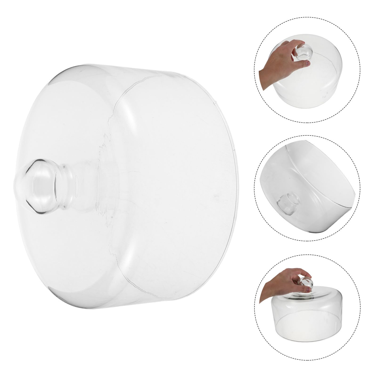 BETOOKY Coperchio in Vetro a Cupola per Microonde Alto 19 Cm con Manico Ergonomico, Adatto per Lavastoviglie e Forno Microonde, per Proteggere i Piatti Durante la Cottura