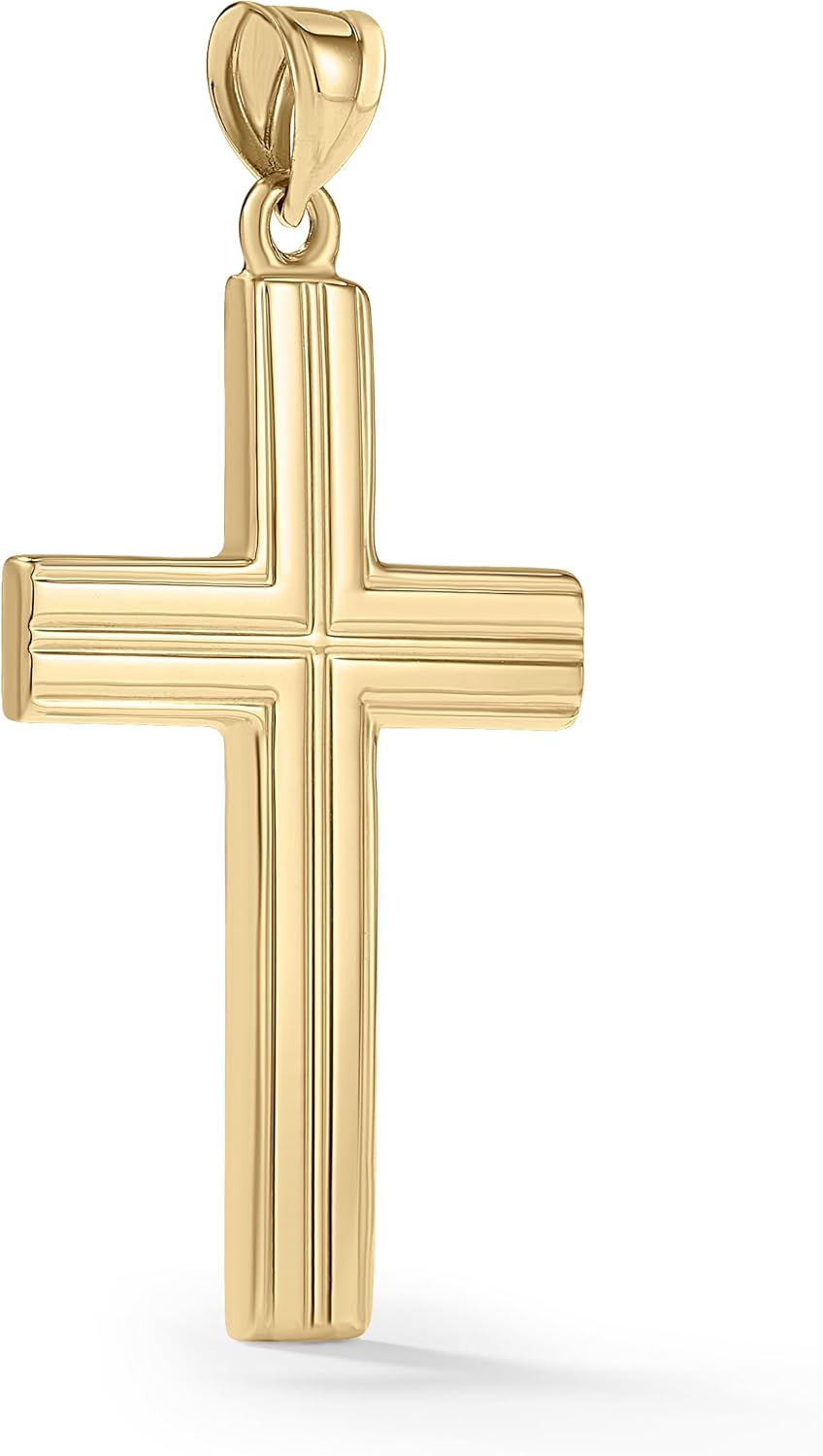 Men's Gold Cross Pendant in 14K Yellow Gold, Choice of Pendant Only or with Matching 20-22" Adjustable Chain