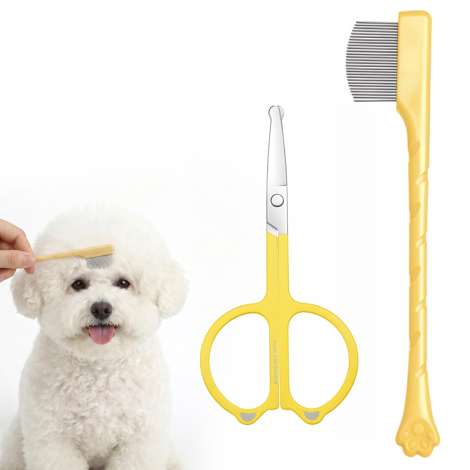 Sorcristy Dog Tear Stain Remover Comb for Small Dogs & Cats Mini Scissors