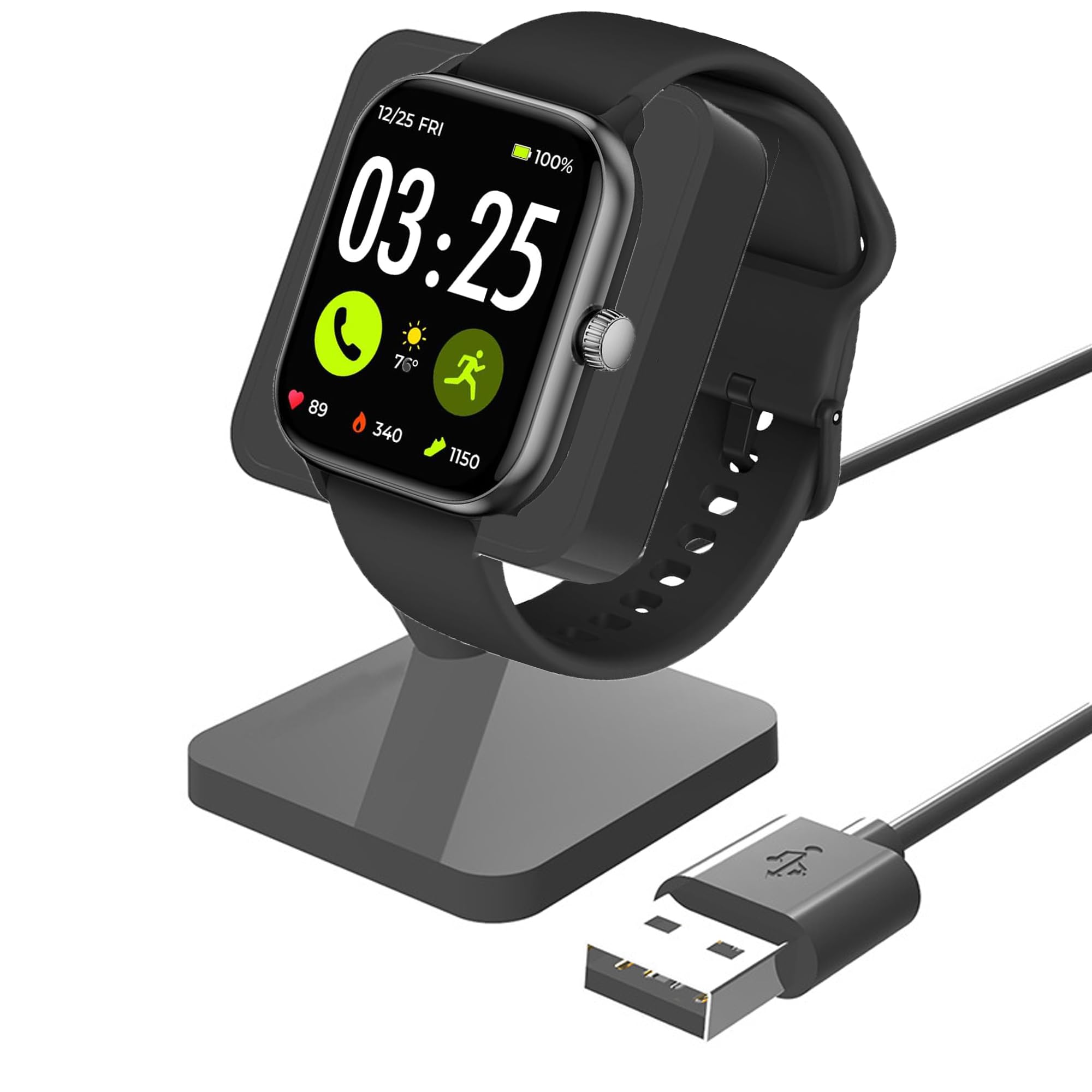 Compatible with Spade & Co Health Smartwatch 4 Charger, Charging Stand Desk Watch Stand Holder Charging Dock Station Compatible for Spade & Co Health 4, 3, Smartwatch (Black)