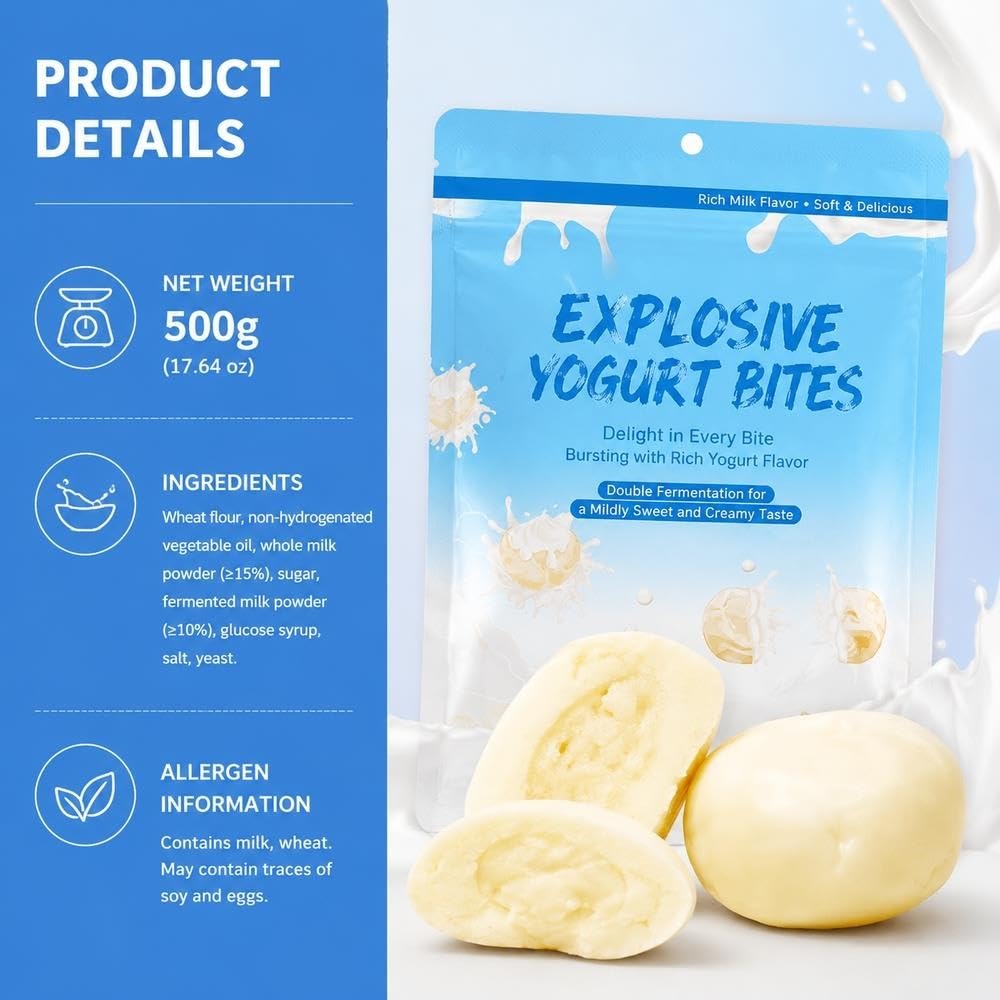 Burst Center Jogurt Cheese Bites 500g, pakowany próżniowo nabiał