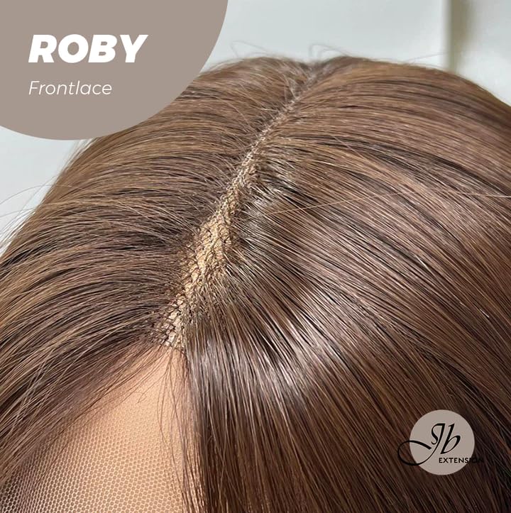 Miniatura 7 de ROBY - Peluca de encaje frontal marrón lacio para mujer, densidad 150, pelucas sintéticas naturales para uso diario (pelucas de cabello natural)