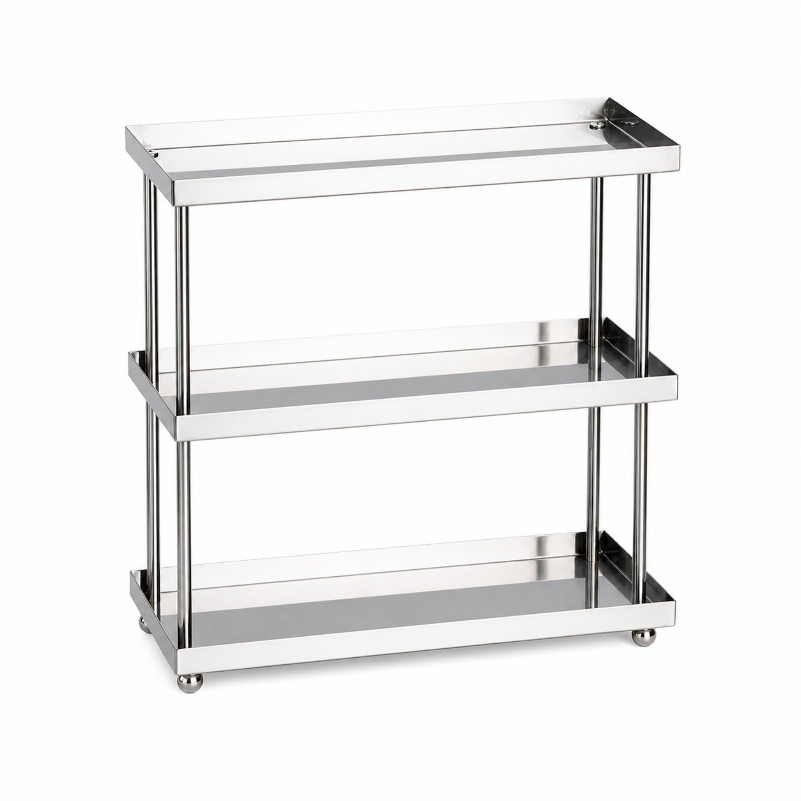 Estante Mesa con Banjas Multifuncional Organizador Acero Inoxidable Morno Repisa para Cocina, Tocador, 2
