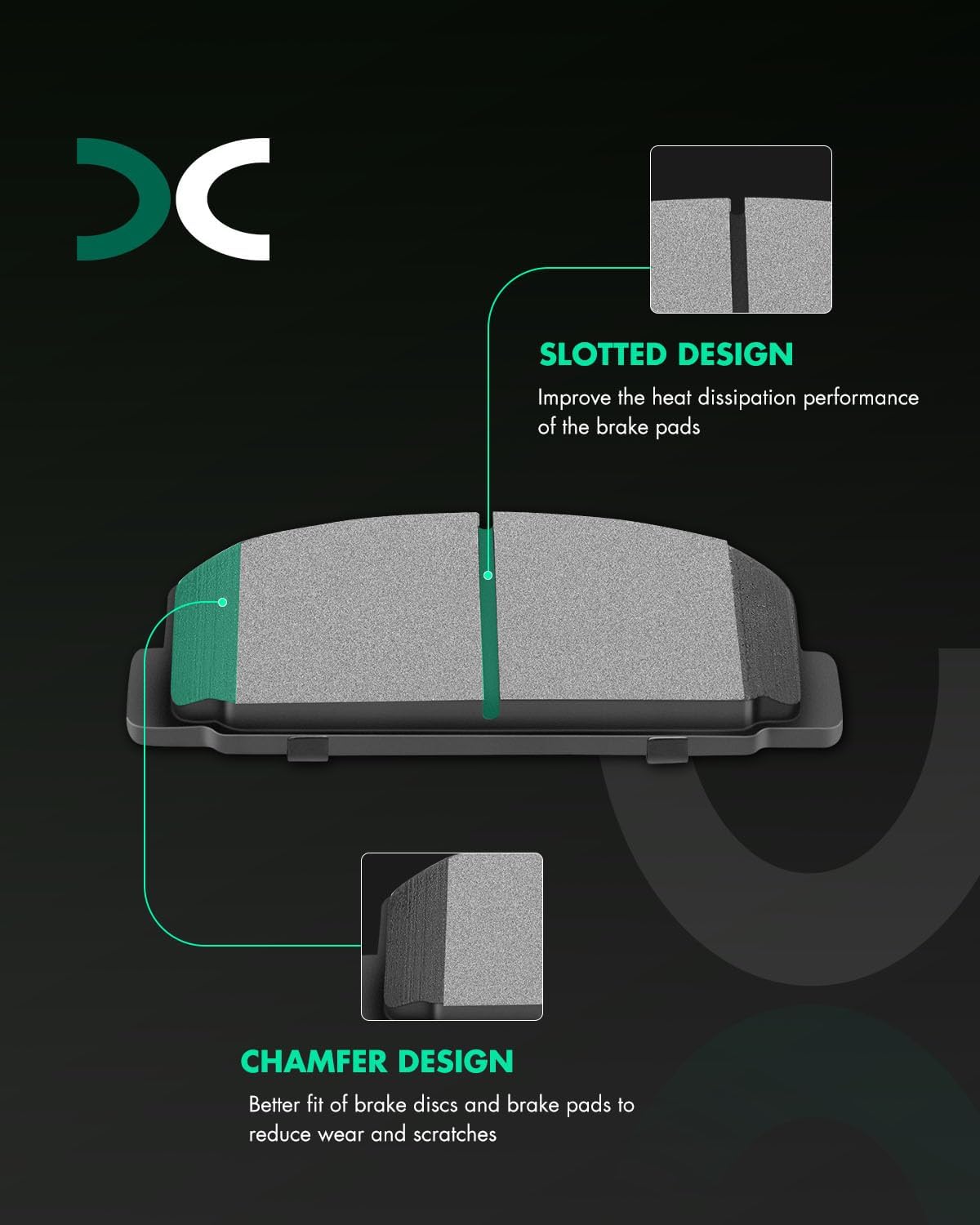 SCITOO D482 Ceramic Brake Pads Sets Rear Fit For Chevy 08-10,For Ford 10 12-19,For Jaguar 06-08 10-16,For Mazda 04-17,For Pontiac 06-09,For Saab 2003-2009,For Saturn 2007-2010,For Volvo 2004-2013