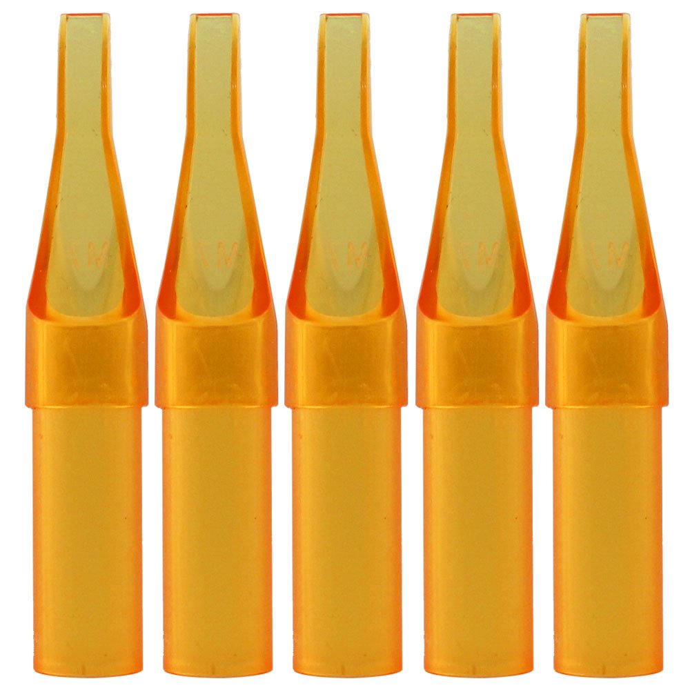 ITATOO 100pcs Tattoo Supply Sterile Tattoo Yellow Plastic Disposable Tattoo Tips -Round Flat/magnum Diamond Tips (7FT)